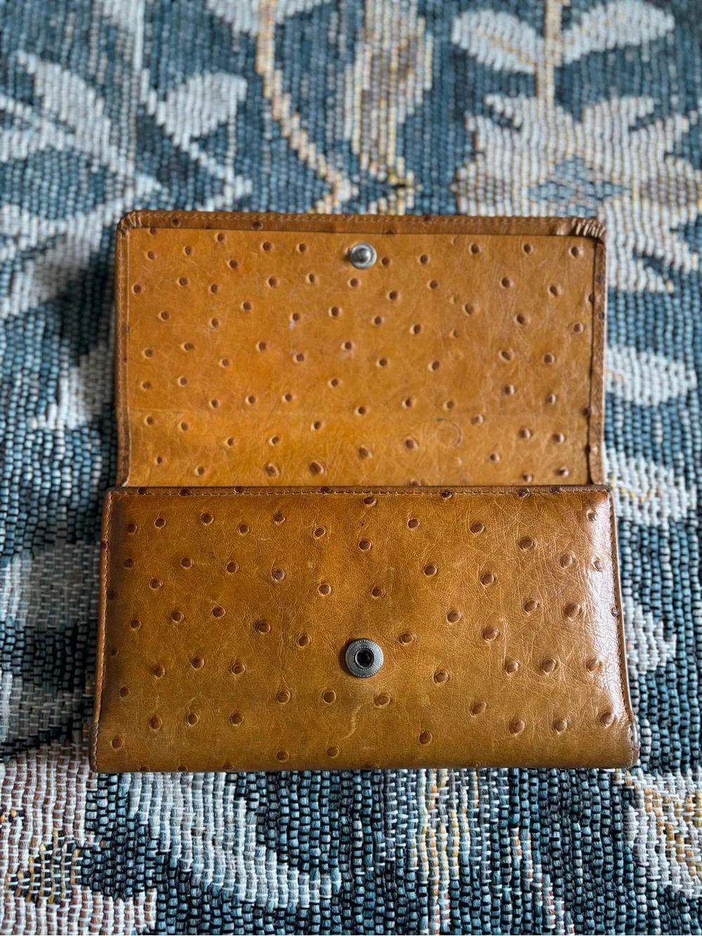 Vintage Dooney & Bourke Ostrich Collection Checkbook Organizer Wallet Billfold